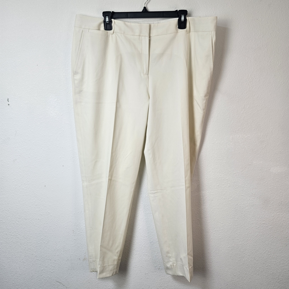 Lafayette 148 New York Perry Pants Virgin wool cropped 18 Cream Preppy Office